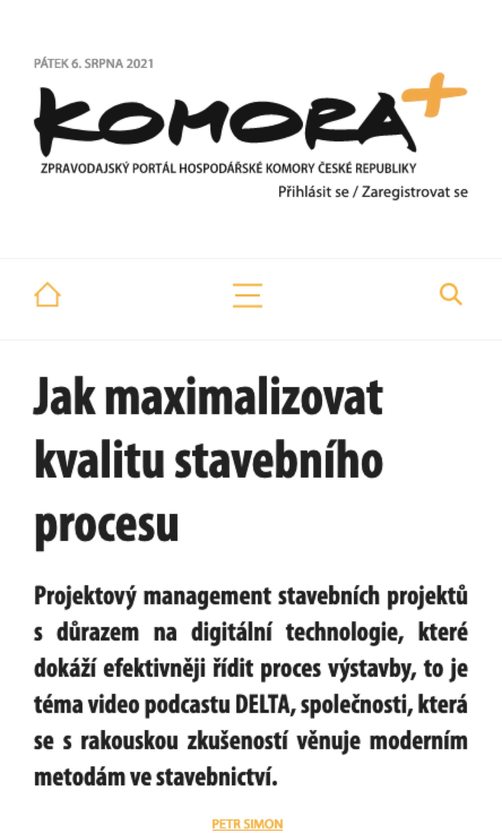 Komora+ Jak maximalizovat kvalitu stavebního procesu